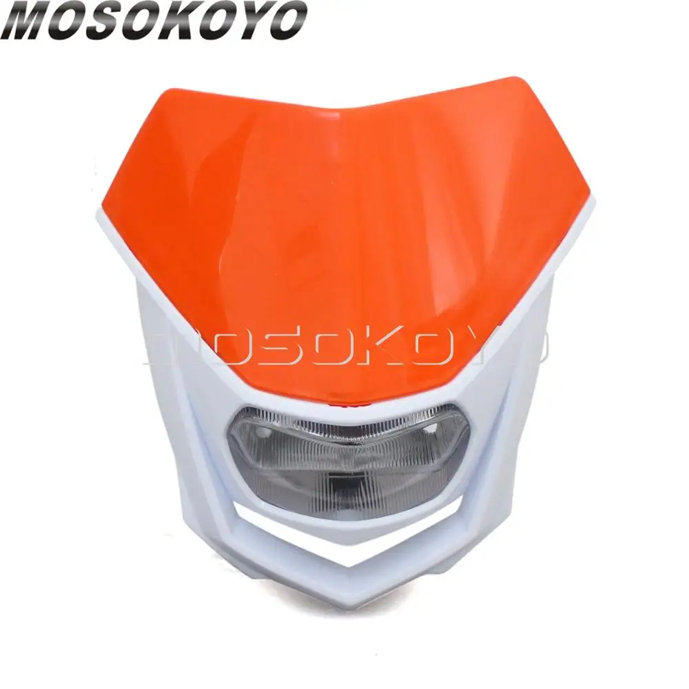 white orange Синий эндуро супермото фара H4 12 в 35 Вт двойная Спортивная фара для Yamaha YZ450F YZ250F YZ125 YZ85 WR450 WR250F WRF426 - Цвет: white orange