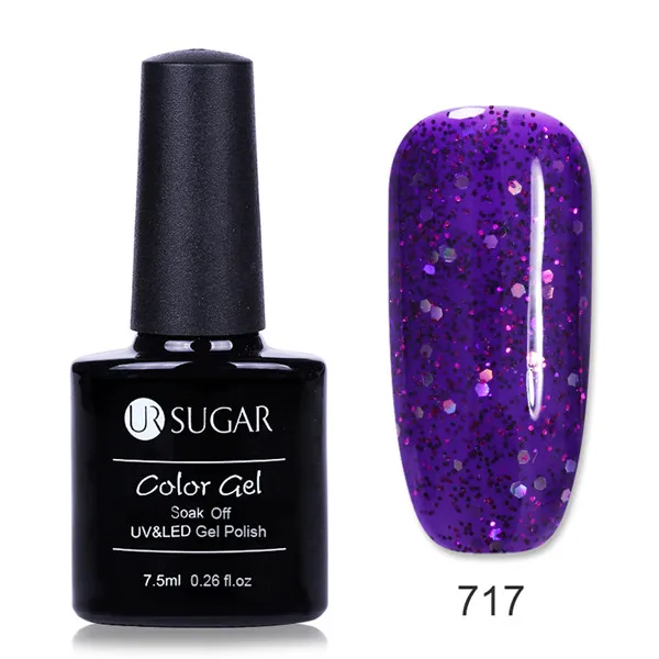 Color 717 Ur Sugar 7,5 мл УФ фиолетовая серия голографический блеск для ногтей Платиновый Гель-лак гель лак для ногтей - Цвет: Color 717