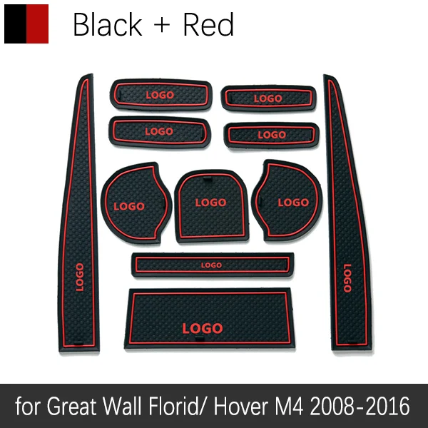 Противоскользящий резиновый слот для ворот коврик для Great Wall Hover M4 2009 2010 2011 2012 2013 аксессуары наклейки - Название цвета: Красный