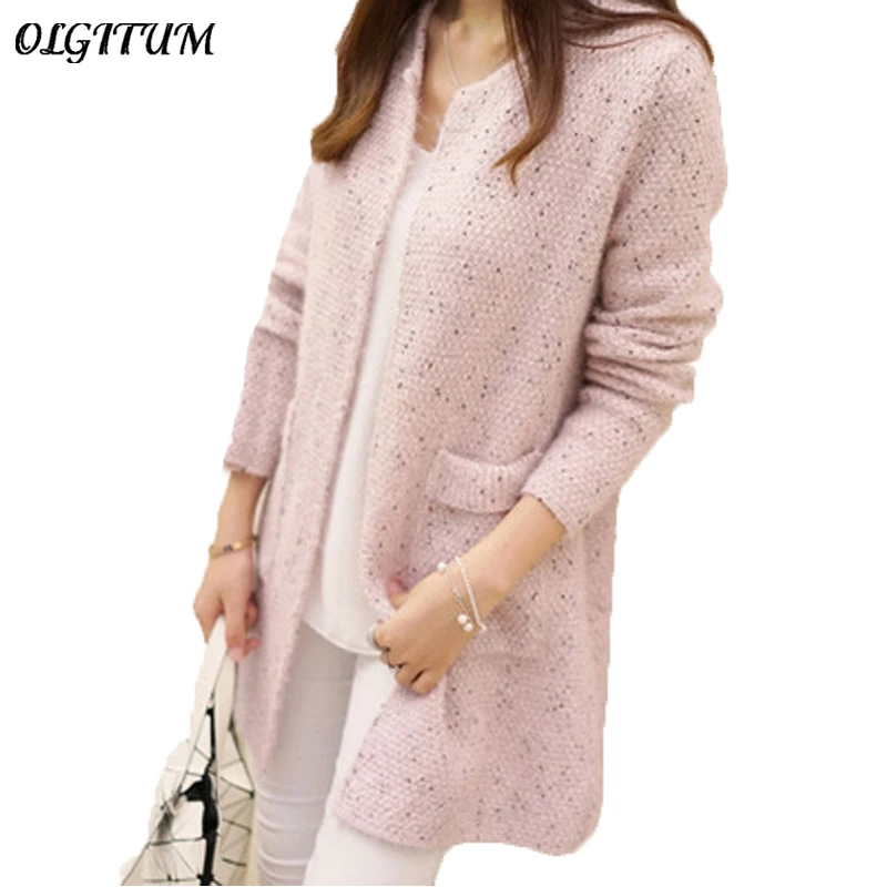 OLGOTUM 2019 New Spring&ampAutumn Women Casual Long Sleeve Knitted Cardigans Autumn Crochet Ladies Sweaters Fashion Cardigan |