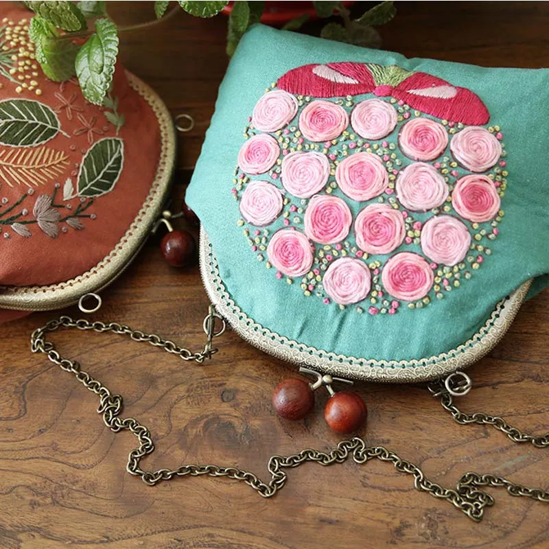 

Набор сумок для вышивки своими руками, Цветочная вышивка, сумки-цепочки для телефона, наборы для вышивки крестиком с обручем, подарок на ден...