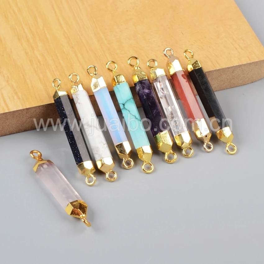 Смешивать Цвета Позолоченные Мульти-Вид Камни Точка Двойной Разъем