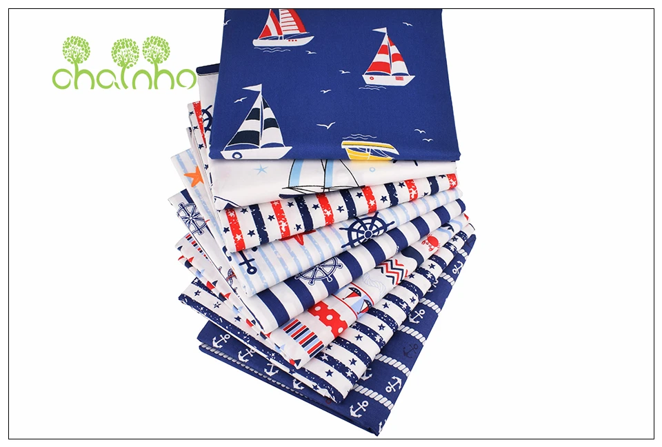 Chainho, Ocean Series,Printed Twill Cotton Fabric,Patchwork Cloth For DIY Sewing Quilting Baby&Children's Material,100x160cm