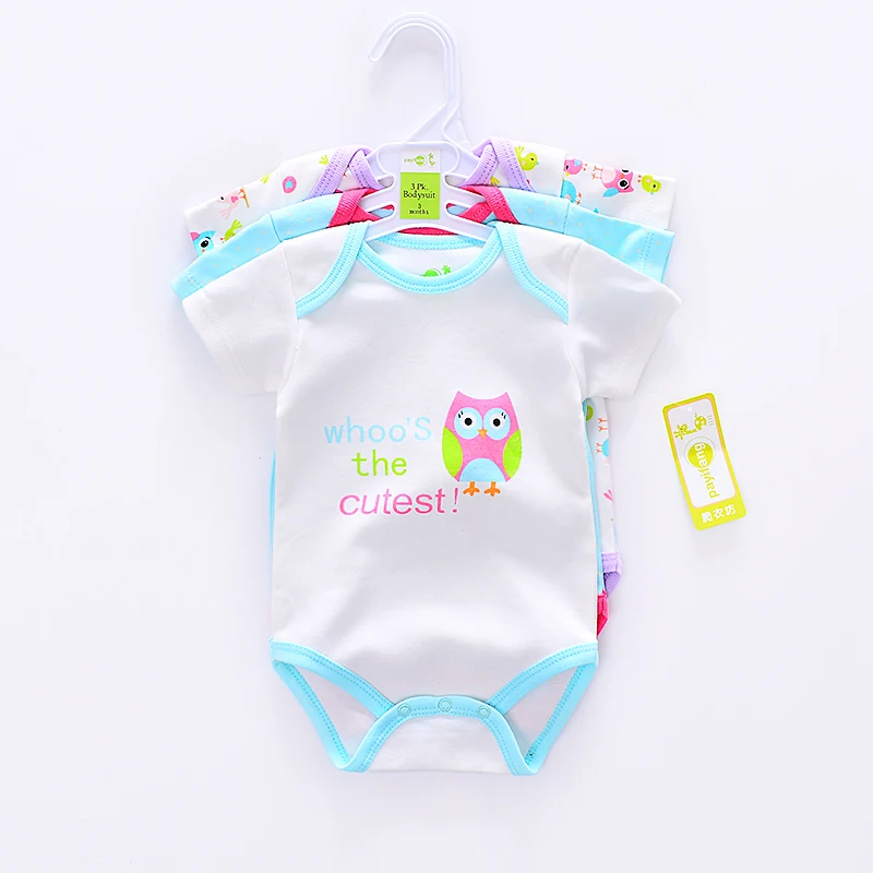 6 шт./лот комбинезон для новорожденных хлопчатобумажный Летний с принтом Совы и