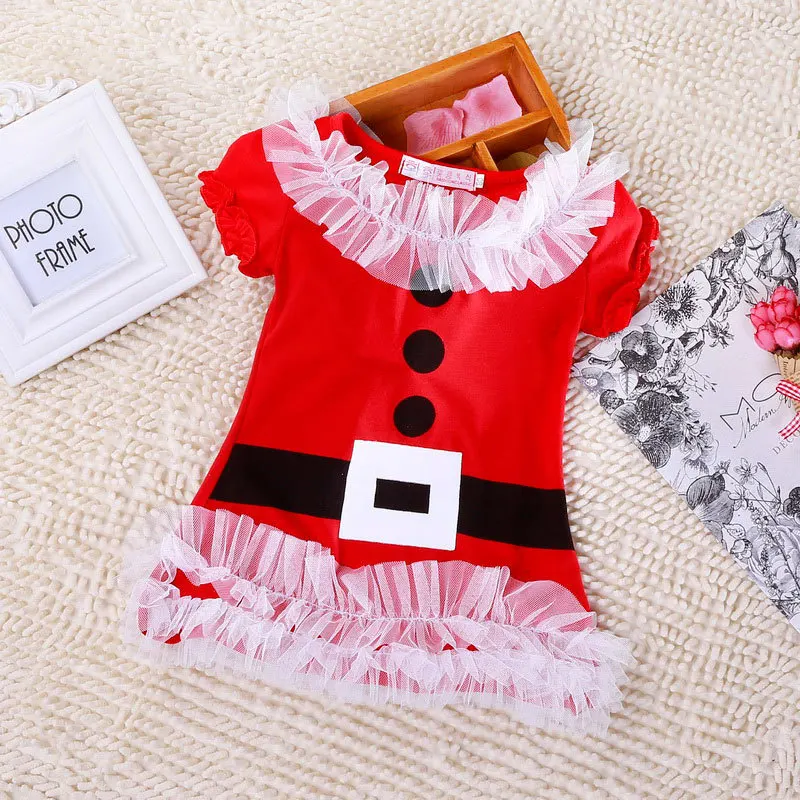 Розничная 2015 красный Chirstmas платья дети девочка кружева ну вечеринку платье