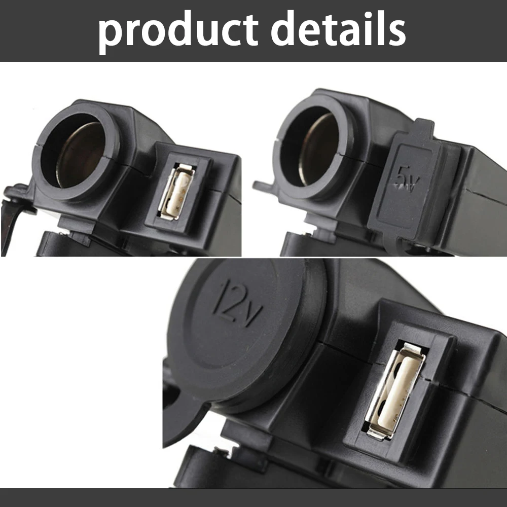 Водонепроницаемый автомобильный прикуриватель Power Socke 5V/12V Adaptateur 1.2A/2.1A Moto USB