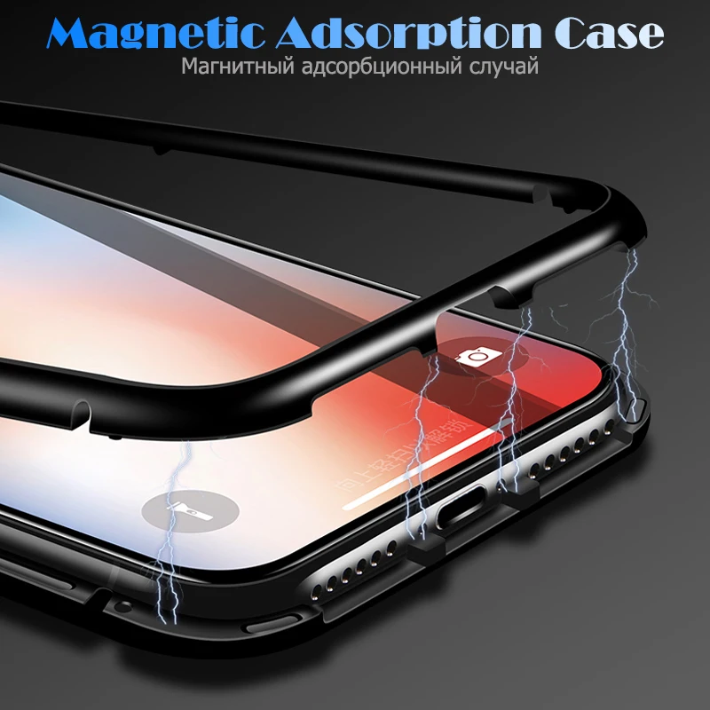 Роскошные Магнитная адсорбции чехол для iPhone X Xs Max Xr 8 7 6S плюс металлический магнит