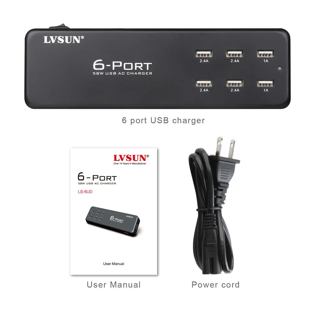 UDOLI 5 в 2.4A 6 портов универсальное настольное USB настенное зарядное устройство