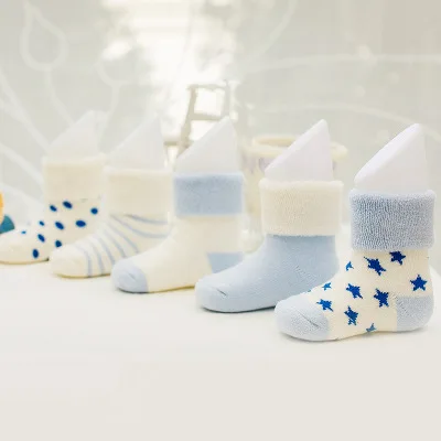 KiDaDndy/носки для новорожденных 0-3 лет, 5 пар в упаковке, хлопковые носки для малышей, утепленные детские носки, LCH106 - Цвет: as photo