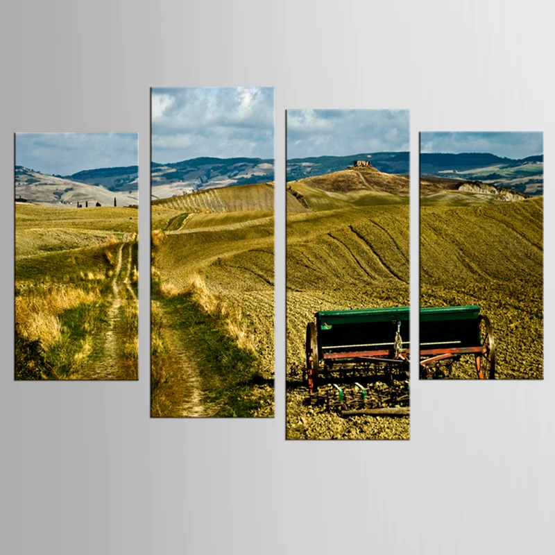 

4 Panels Art prints canvas picture mural art picture spray decoration HD print home decoration farmland scenery