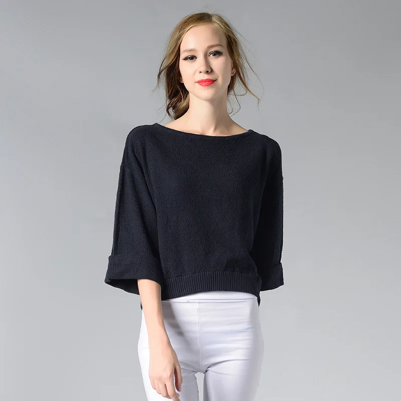 Poncho Pullover Autumn And Winter New Korean One Word Lead Knitting Unlined Upper Garment Easy Pure Cotton Seven Sleeve Women's | Женская