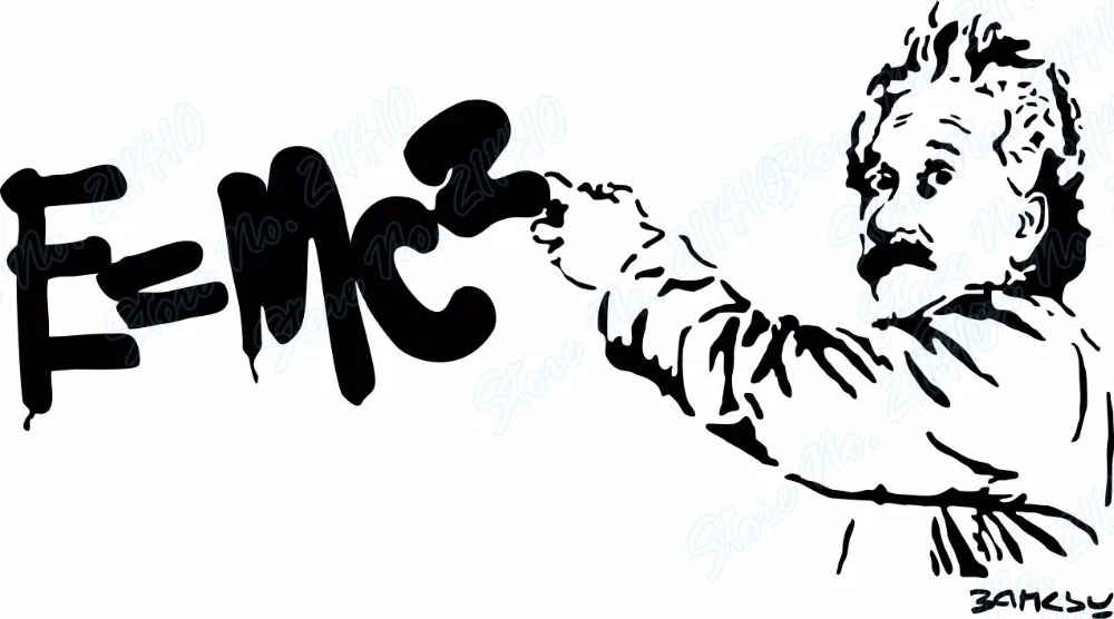 Теория относительности Эйнштейна Бэнкси стиль E = MC2 декор для спальни гостиной домашняя переводная наклейка Съемная виниловая художественная Настенная Наклейка B151