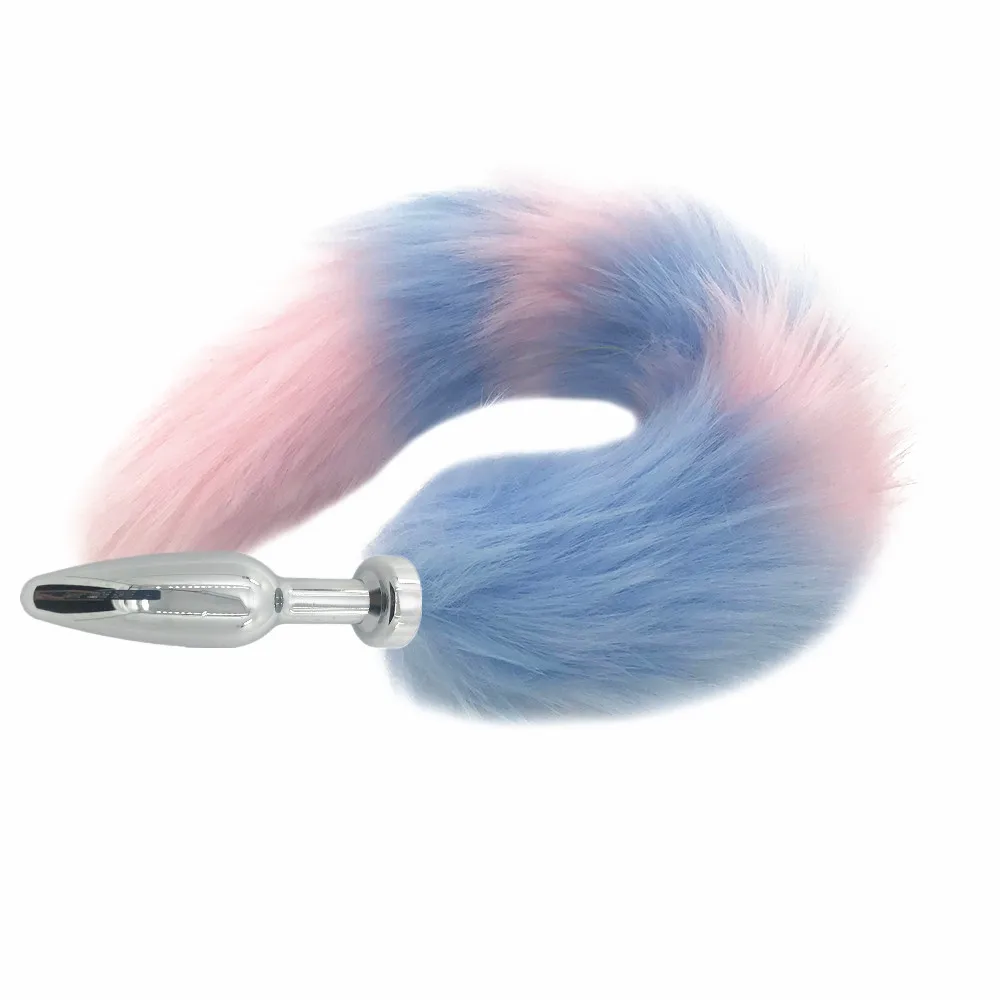 Искусственный Лисий хвост с белым наконечником плюшевый мех металлической