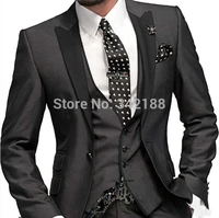 top selling custom made one button charcoal grey groom tuxedospeak black lapel groomsmen men wedding suitsbridegroom suits