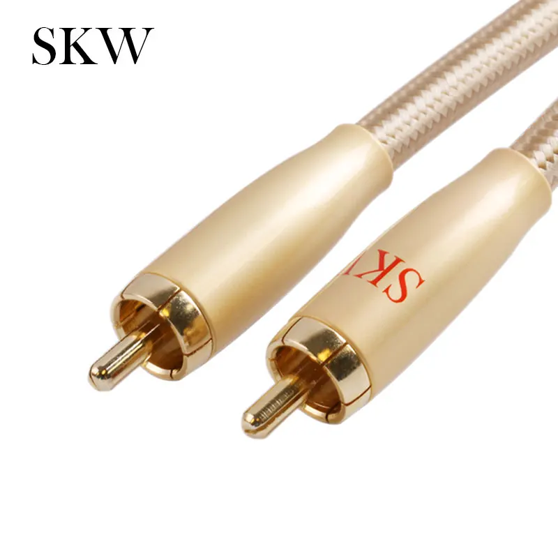 SKW Аудио кабель 2RCA на 2 RCA папа-папа с позолоченным 6N OCC 1 м 5 3 для домашнего
