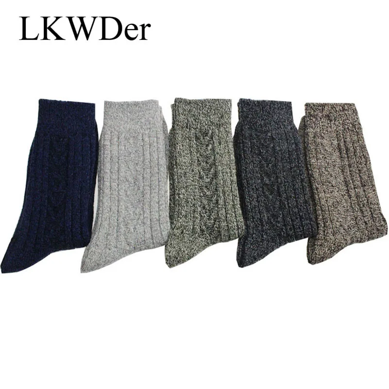 LKWDer, 10 шт. = 5 пар, мужские шерстяные теплые носки, большие размеры 44,45, 46,47, 48, толстые шерстяные носки для мужчин, Meias Calcetines Hombre