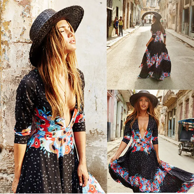 Женское шифоновое платье макси с длинным рукавом в стиле бохо|chiffon dress|long maxidress summer