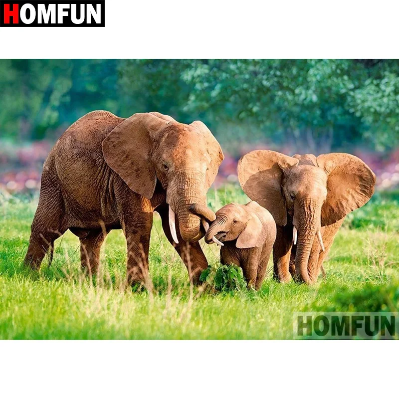 

HOMFUN 5D DIY Diamond Painting Full Square/Round Drill "Animal elephant" 3D Embroidery Cross Stitch gift Home Decor A01941