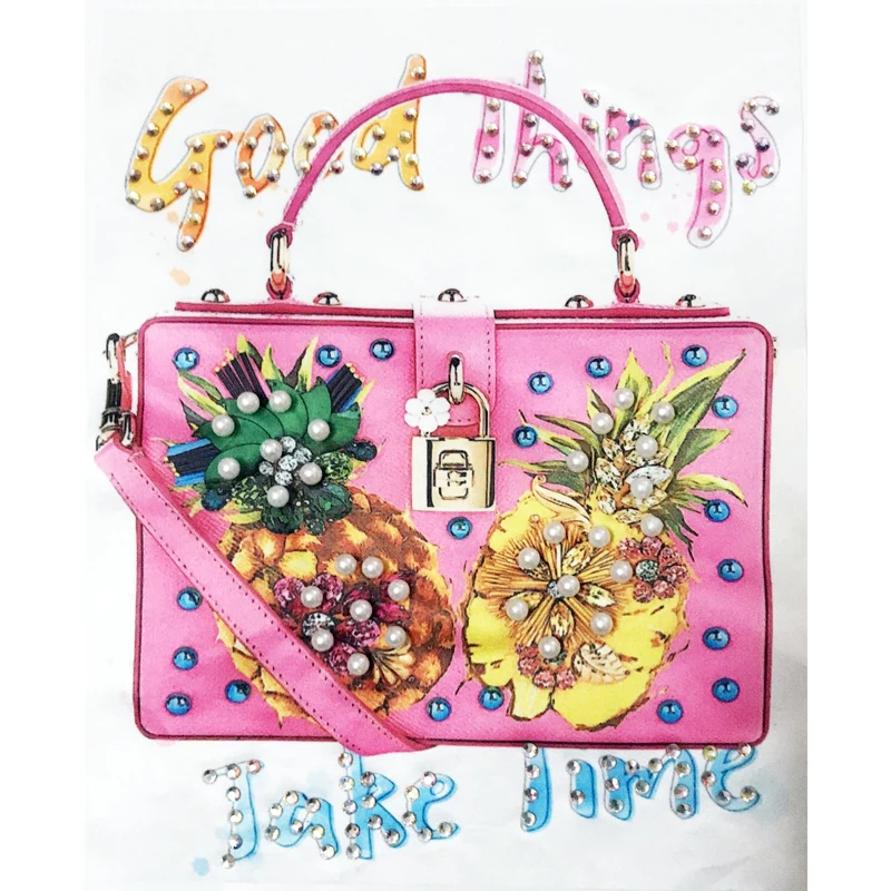 Большой модный принт со стразами патчи для одежды футболка Швейные аксессуары украшение аппликация с