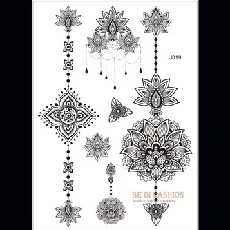 J19B 1 шт., черный кружевной хна, Набор татуировок, блестящие арабские индийские мандала, цветок сливы, Бабочка, для свадьбы, для невесты, боди, живопись, Ручная Рука, для девушек - Цвет: J19B