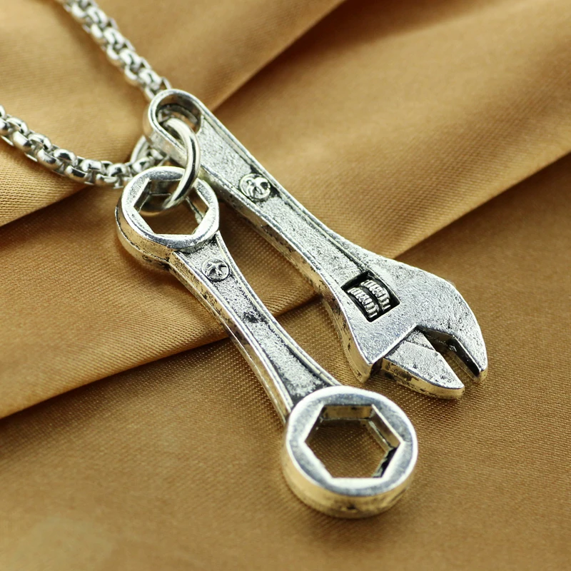 Spanner Pendant Men Necklace Material With Link Chain Jewelry Gift For Tough Men& Boy Украшения и аксессуары
