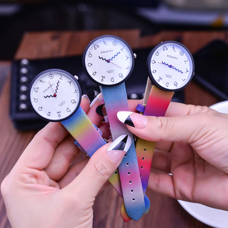 Reloj Mujer Креативные часы Для женщин Радуга ремень Топ Элитный бренд кварцевые