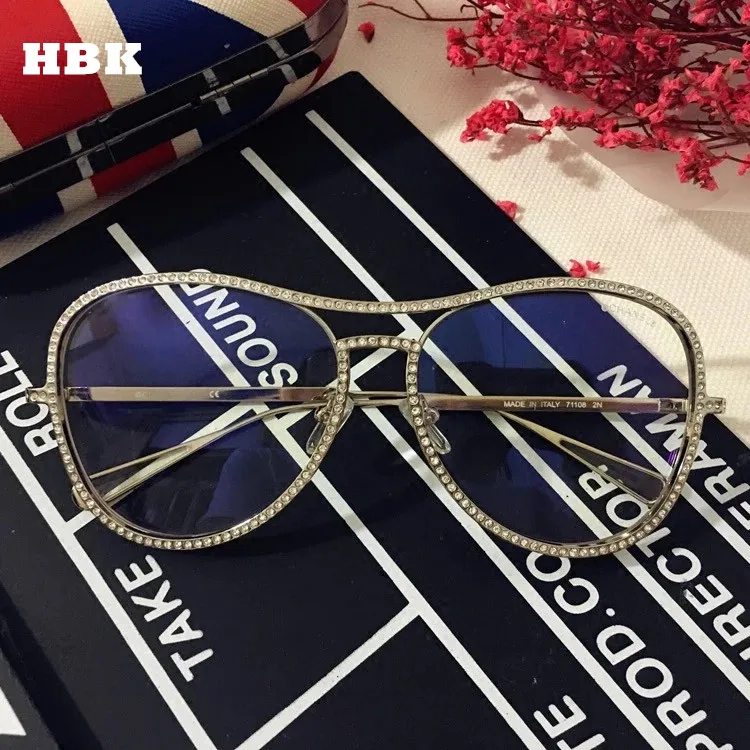 C2 Silver Frame Роскошный женский декоративный кристалл солнцезащитные очки брендовая дизайнерская медная рамка очки солнцезащитные очки винтажное Зеркало Пилот Солнцезащитные очки Новинка - Цвет линз: C2 Silver Frame