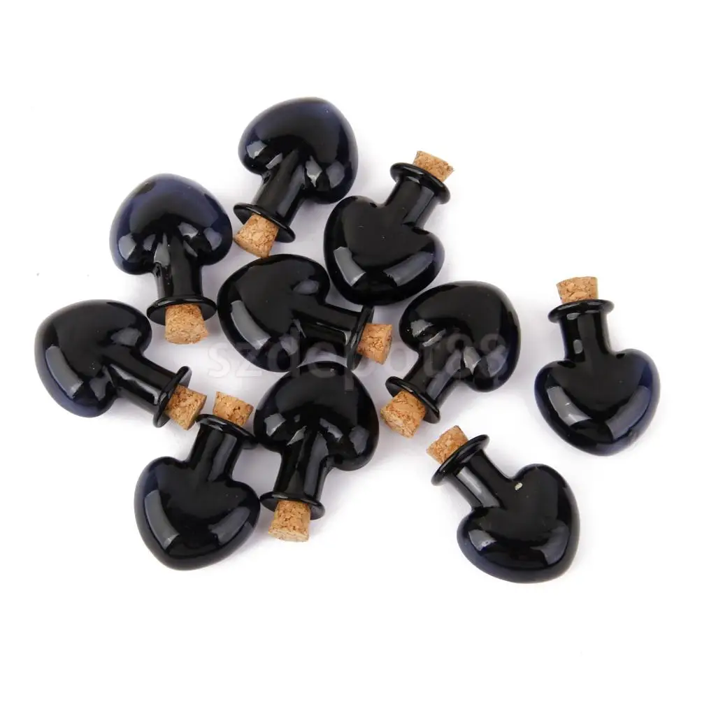 10 стеклянных банок в форме сердца флакон для желаний черная подвеска сделай