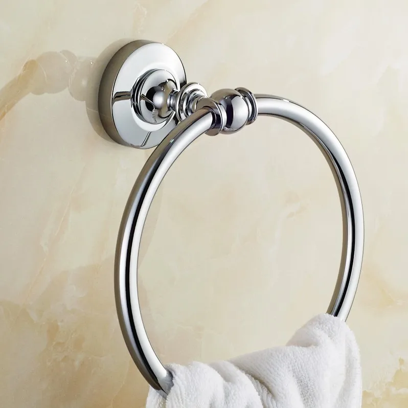 Towel Ring Набор аксессуаров для ванной комнаты, хромированный полированный держатель для зубных щеток, держатель для бумаги, держатель для полотенец, аксессуары для ванной комнаты BD617 - Цвет: Towel Ring