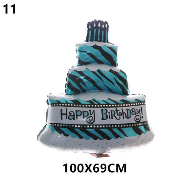 11-Big cake blue Детские украшения для душа фольга Воздушные шары его мальчик девочки для празднования первого дня рождения украшения Дети партии Свадебные украшения - Цвет: 11-Big cake blue