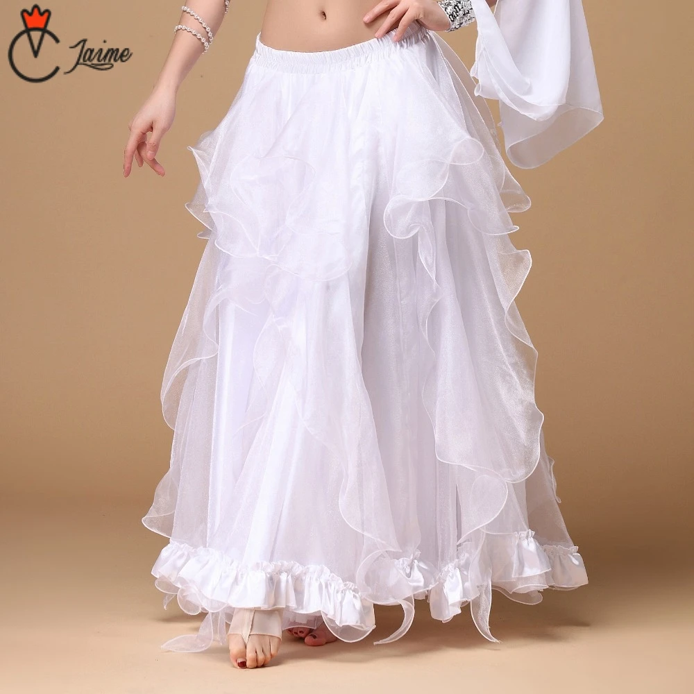 

Stage Performance Belly Dancing Clothing Long Fly Skirts Professional Women Chiffon belly dance skirt White dresses clothes