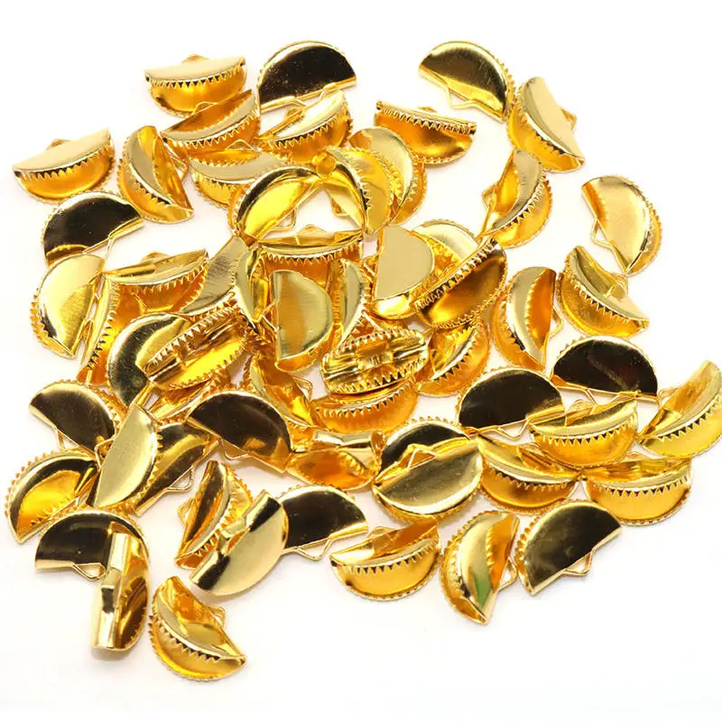 gold 100 шт. застежки крючки фурнитура с застежка с петлями зажим круглое основание Diy аксессуары для изготовления ювелирных изделий полукруглый зажим - Цвет: gold