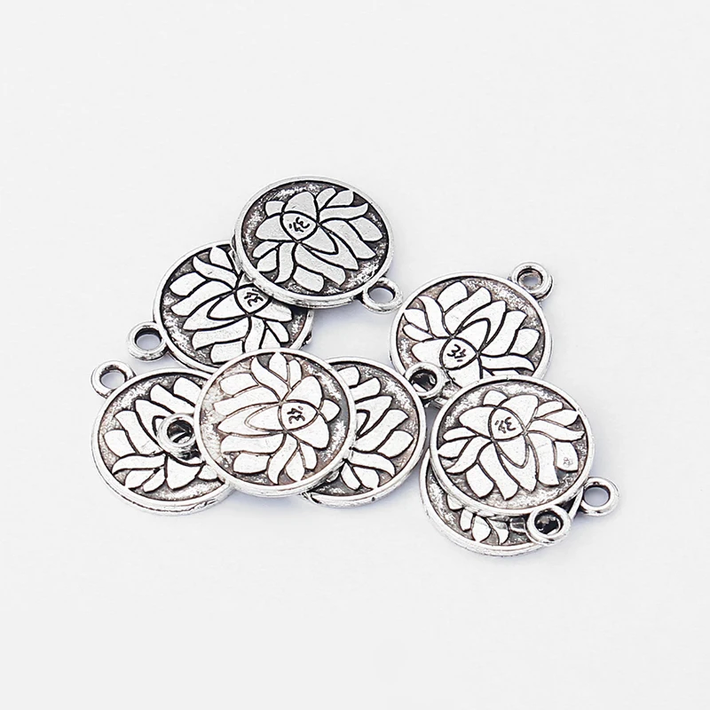 20 шт. круглые подвески в форме цветка лотоса для ожерелья и сережек 18 х15 мм|charm