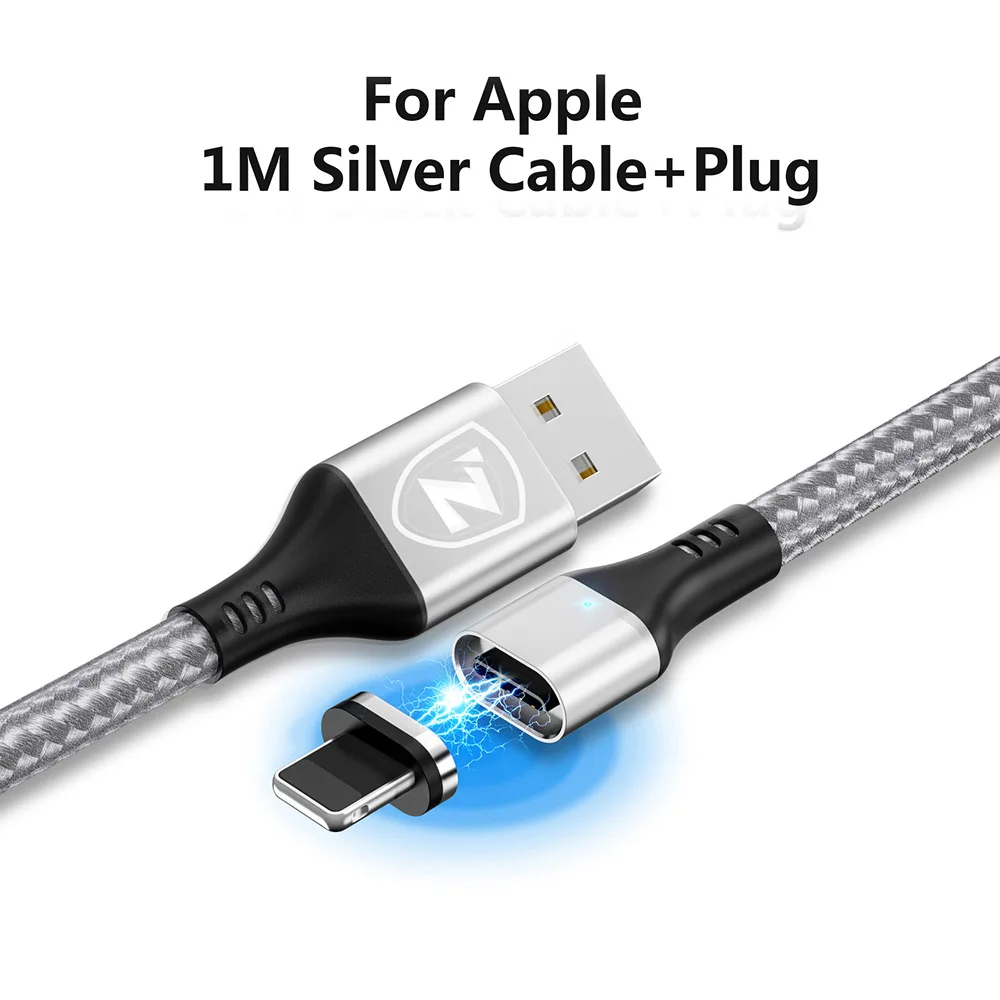 Silver for iphone ZRSE Магнитный Micro Usb кабель для Iphone samsung 3A Быстрая зарядка данных провод шнур магнит Зарядное устройство Usb type C кабель для мобильного телефона - Цвет: Silver for iphone