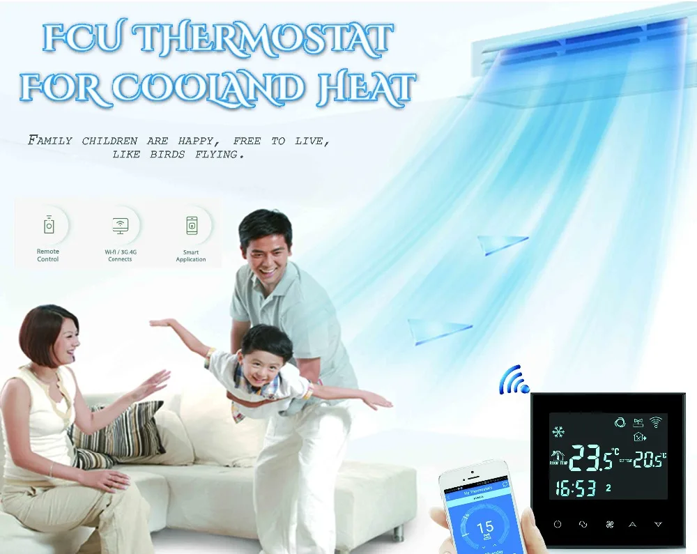 HESSWAY сенсорный экран ЖК-дисплей 3 скорости вентилятора катушки единиц Wi-Fi термостат для тепла Прохладный