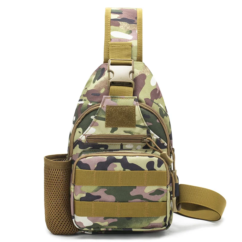 High Quality Camouflage Waterproof Nylon Durable Men Women Crossbody Sling Travel School Chest Shoulder Bag with bottle Holder |
