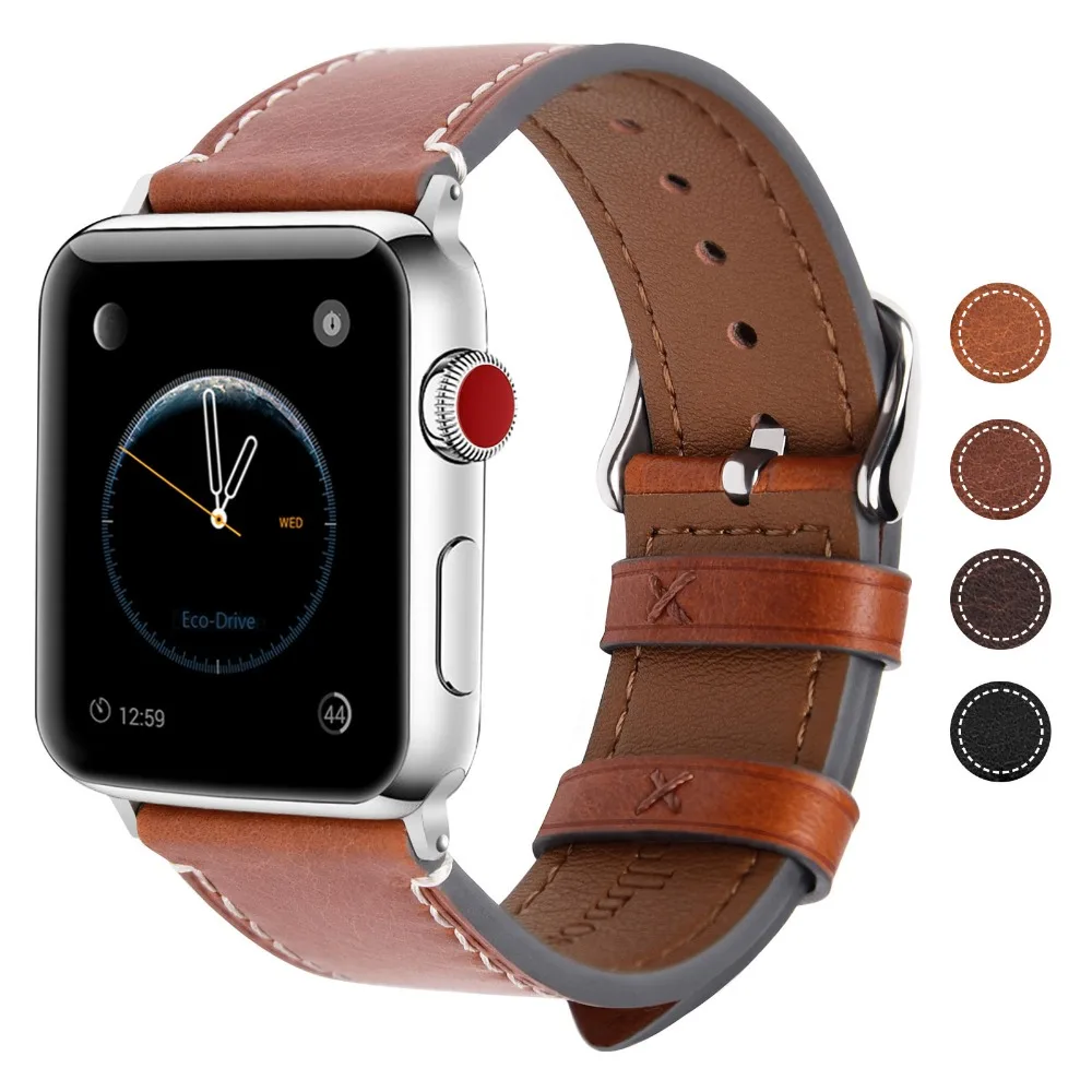 Винтажный ремешок из натуральной кожи для Apple Watch 38 мм 40 42 44 аксессуар часов