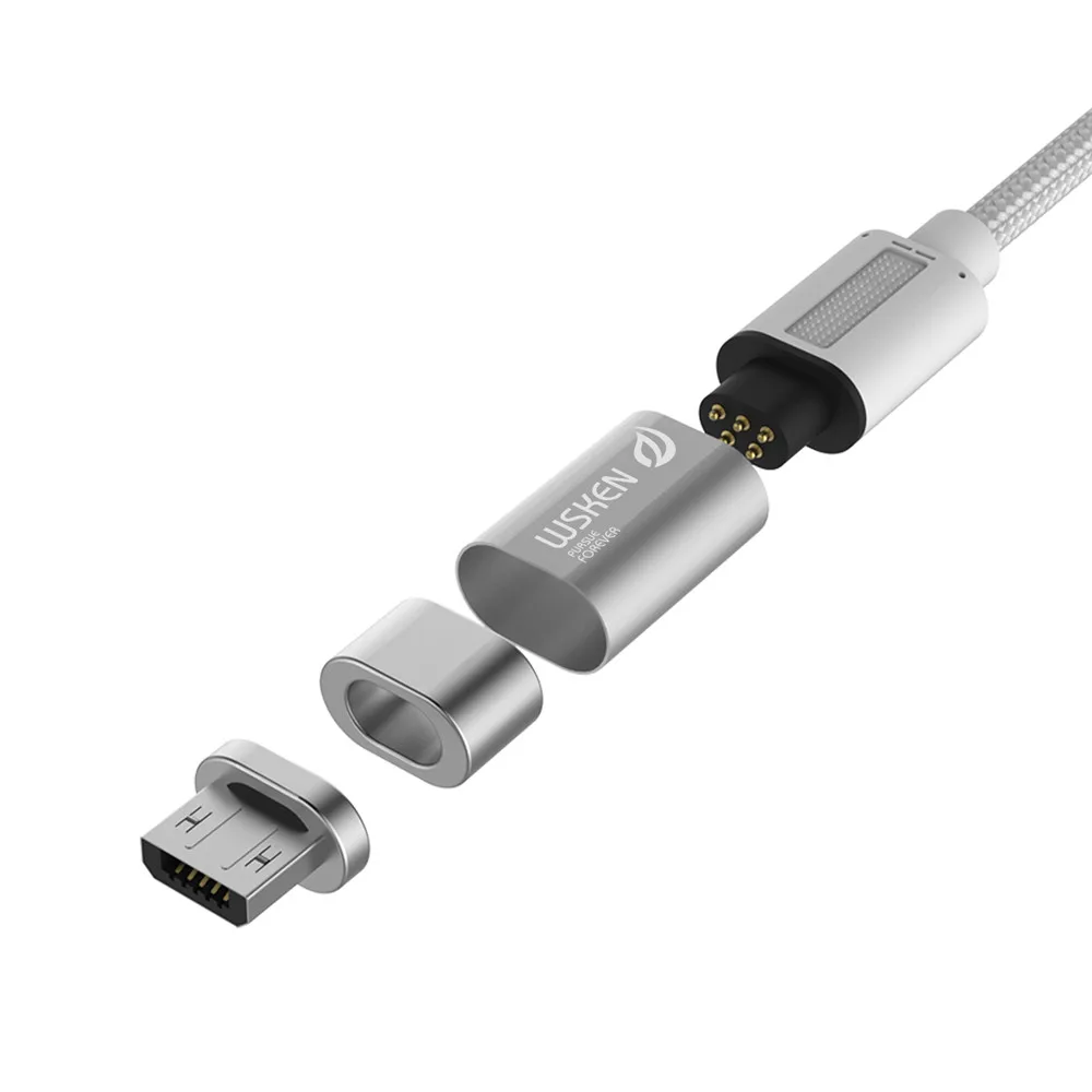 Магнитный зарядный кабель Wsken Micro USB / IOS для iPhone X 8 7 Plus 6 6s Samsung Xiaomi нейлоновый