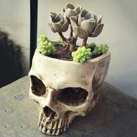 2019 new 2 styles resin gothic skull head flower pot planter container home bar ornament decor garden supplies