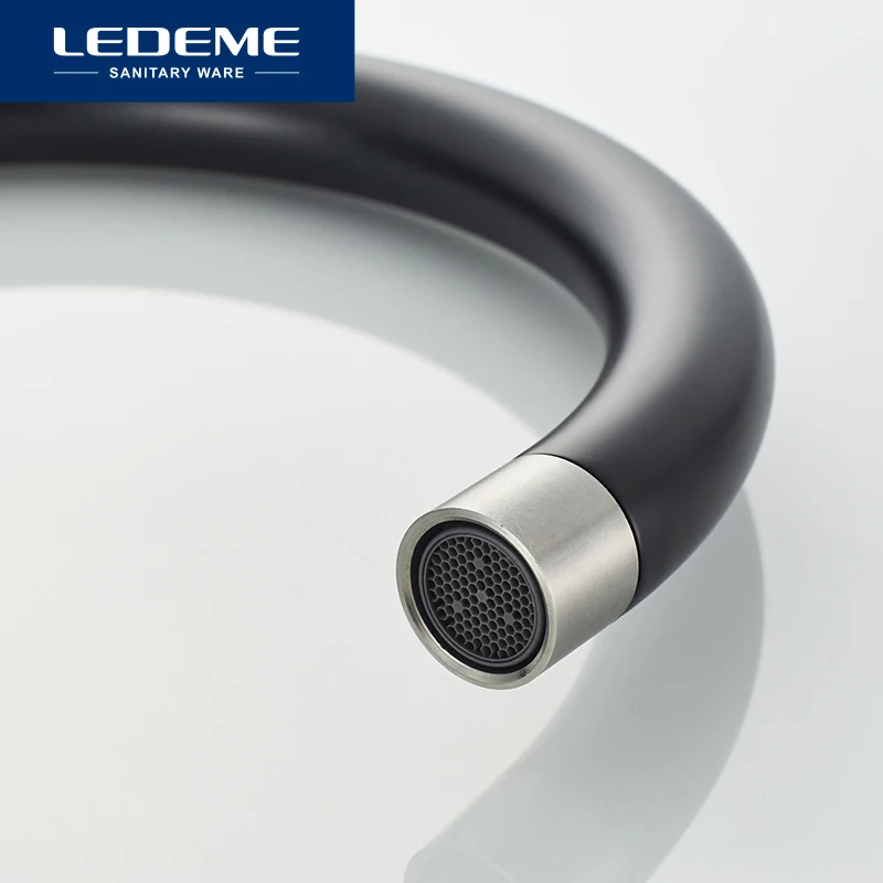 LEDEME кухонный кран из нержавеющей стали черная краска-спрей с одной ручкой для