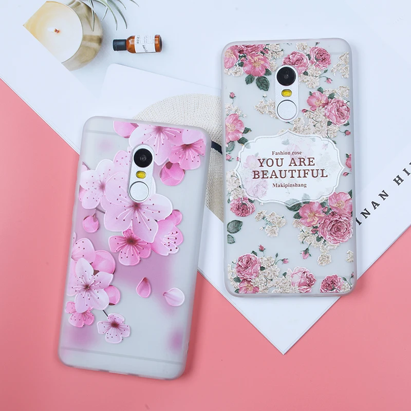 BROEYOUE Case For Redmi 4X Note 7 6 5A 5 Pro 4A Plus 3D Relief Flowers TPU Xiaomi Mi9 A1 5X 5S 6X 8SE |