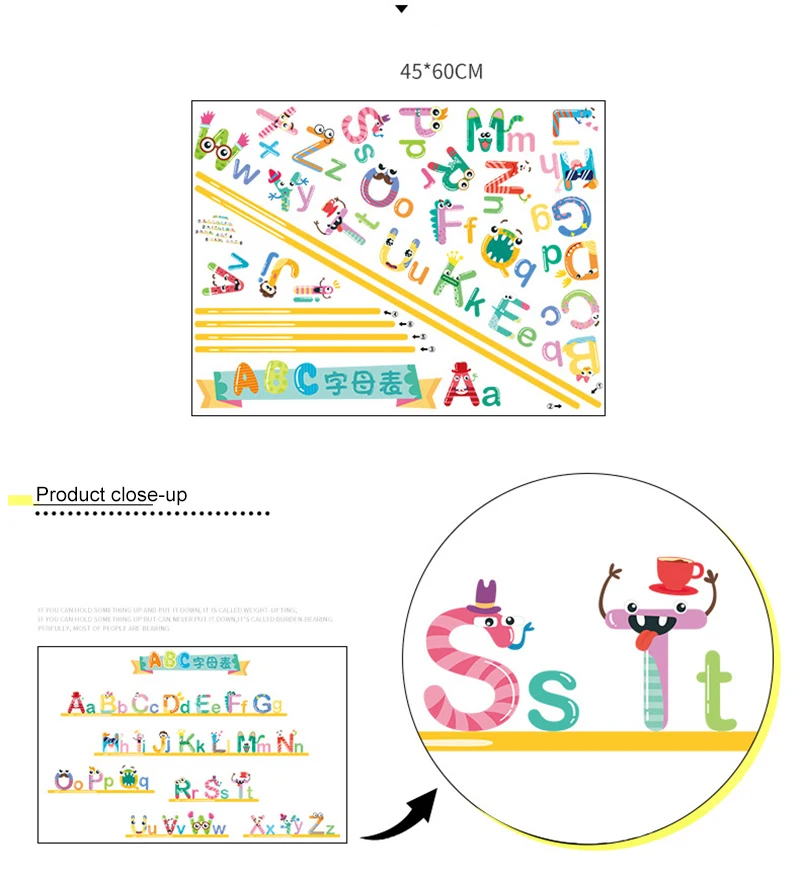Наклейка на стену, украшение для дома, английские буквы, A-Z, алфавит, ПВХ, настенная наклейка, s наклейки, декор для детской комнаты