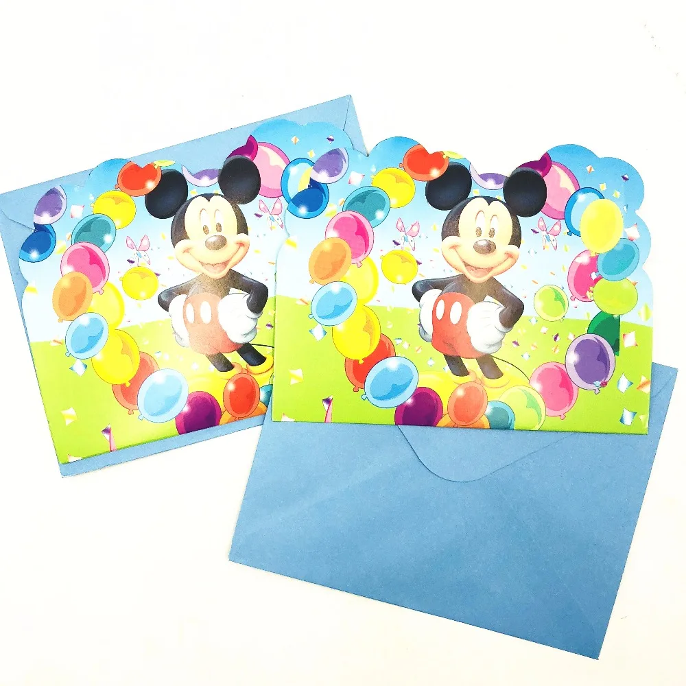 Mickey Mouse Theme Invitation Card Party decorations for kids Baby Happy Birthday wedding event party supplies | Дом и сад