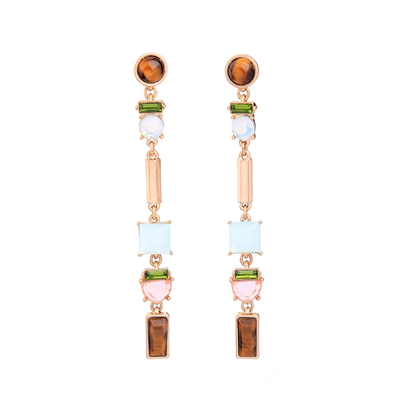 Серьги-подвески женские винтажные геометрические из натурального камня 2017 |