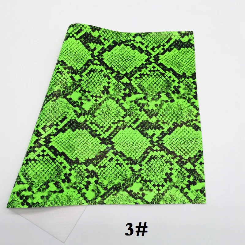 3 Glitterwishcome 21X29 см A4 размер винил для бантов неоновый напечатанный Змей кожа питона Fabirc искусственная кожа листы для бантов, GM292A - Цвет: 3