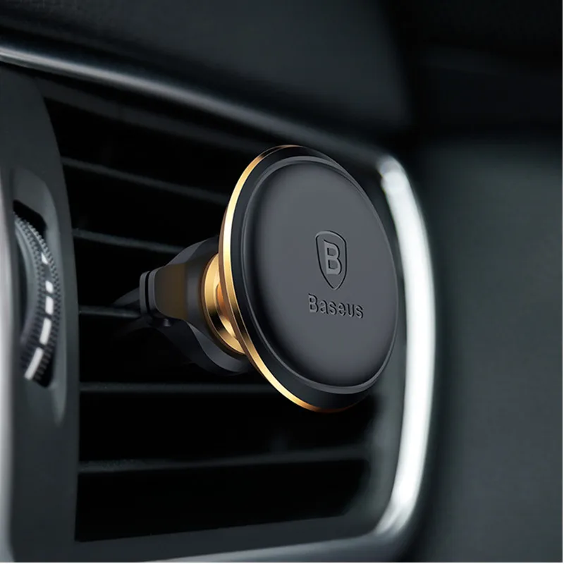 Phone Holder Gold Магнитный автомобильный держатель для телефона Baseus, вращение на 360 градусов, держатель для мобильного телефона, подставка с зажимом для кабеля в автомобиле для iPhone X 8 7 - Цвет: Phone Holder Gold