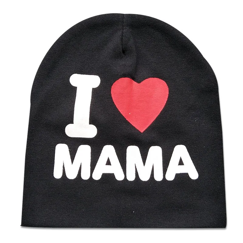 1 шт., Детская Хлопковая Шапка-бини I LOVE PAPA/MAMA, милая теплая шапка с буквенным принтом для новорожденных детей, детская Шапка-бини s