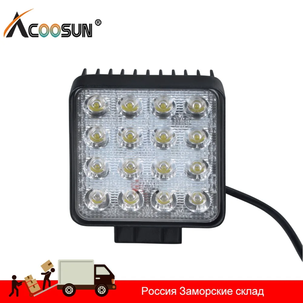 AcooSun 48 Вт светодиодный Автомобильная Рабочая фара квадратная DC 12 В 24 Phare Ampoule Luz de