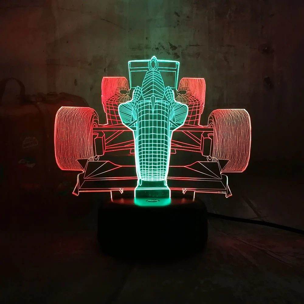 Новинка крутой 3D светодиодный ночной Светильник Formula Racing смешанные 7 цветов RGB бар