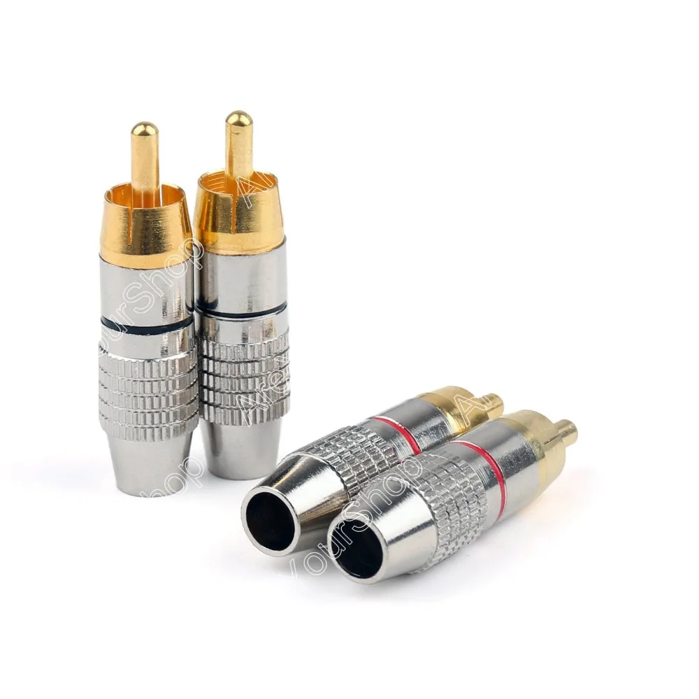 Areyourshop 50 шт. позолоченный RCA штекер аудио-видео замковый Кабельный разъем красный+ черный Высокое качество